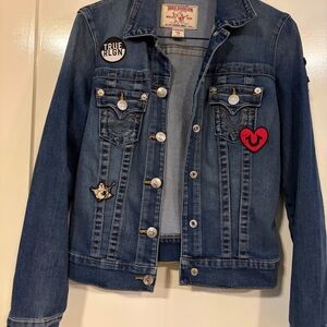 True Religion Blue Jean Jacket with Patches